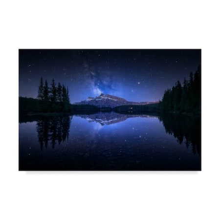 Jesus M Garcia 'Perfect Two Jack Lake Reflection' Canvas Art,16x24